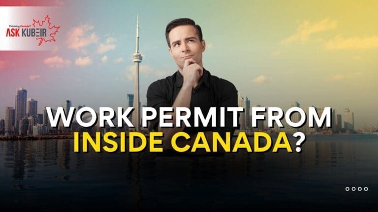 Person reviewing work permit documents while in Canada