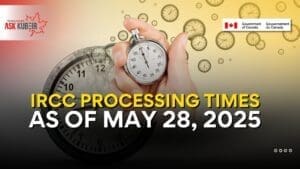 Chart showing updated IRCC processing time for Canada visa applications by country and category as of May 2025